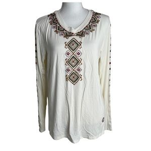 Double D Ranch Embroidered Beaded Top Size M